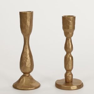 Support de bougie en métal doré poli de style nordique, ensemble de trois chandeliers coniques minimalistes pour la décoration de la maison de luxe et la table d'hôtel - Product Image 6