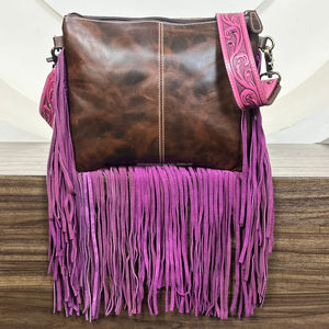Nuevo bolso cruzado personalizado 2025 de cuero con flecos para mujer, bolso de hombro con cremallera de piel de vaca de gran capacidad - Product Image 5