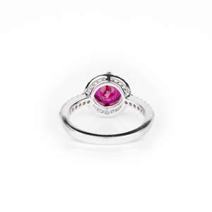 Bague Halo en argent sterling 925 pour femme, sertie d'un rubis rouge taille ronde, bijou de fiançailles, cadeau de joaillerie fine pour elle - Product Image 3