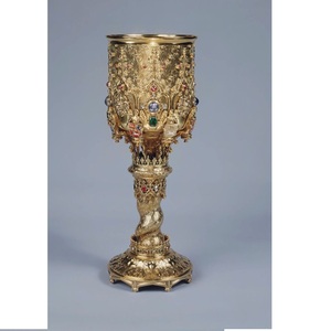 Trending Etching Design Chalice is handmade high-quality brass church supplies Chalice Color Also Used As Gift Items. - Product Image 1