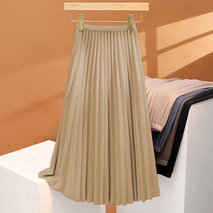 Jupe plissée légère en mousseline de soie à taille haute, style vertical décontracté, broderie personnalisée avec logo OEM, fabriquée en Chine pour femmes, collection été - Product Image 3
