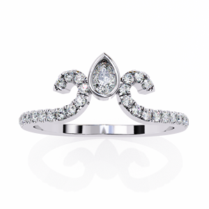 Bague de fiançailles en platine avec diamant taille poire et diamants latéraux, certifiée GIA, bijoux romantiques pour femmes - Product Image 2