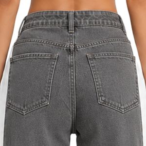 Charcoal Gray <b>Women</b> Wide Leg <b>Jeans</b> High Waist Loose Fit Denim Pants Casual Streetwear Fashion Trousers Trendy Baggy Style - Product Image 4