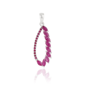 Pendentif sur mesure en argent sterling 925 avec pierres précieuses en rubis naturel de forme marquise et ronde, style goutte d'eau, pour femmes - Product Image 1