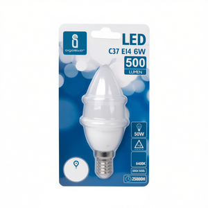 หลอดไฟ LED C37 E14 6W 6400K แสงเดย์ไลท์ 500 ลูเมน อายุการใช้งาน 25000 ชม. - Product Image 2