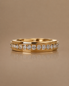 Bague éternité plaquée or avec pierre de naissance - Zircon blanc, turquoise, tourmaline rose, émeraude, bague halo, cadeau pour elle - Product Image 4