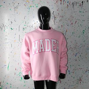 Sudadera MADER PINK con cuello alto 100% BLANCA con apliques bordados, sudadera de cuello ancho URBAN PRODUCTIONS - Product Image 1