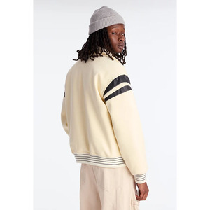 Men's Varsity Jacket With <b>Black</b> Striped Sleeves Turn-down Collar Casual Cotton Baseball Style <b>Coat</b> Autumn Wear - Product Image 2