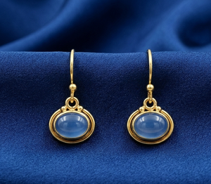Natural Blue Chalcedony Drop <b>Earrings</b> 925 Sterling Silver Rose Gold Yellow Gold Plated Handmade Gemstone Jewelry for Women Mom - Product Image 4