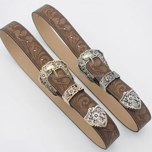 ชุดเข็มขัดหนังคาวบอยสีน้ำตาลวินเทจพร้อมเครื่องมือเข็มขัดหนังสไตล์ตะวันตกเครื่องมือลายดอกไม้สำหรับทั้งชายและหญิงทำด้วยมือ - Product Image 2