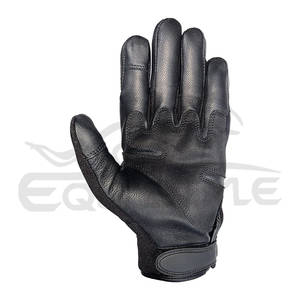 Gants de moto noirs à doigts entiers avec protection des articulations, en cuir, spandex et daim, avec protection personnalisée contre les chocs - Product Image 3