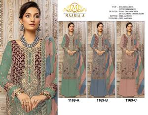 Ensemble tendance de fête Fox Georgette Shalwar Kameez avec travail de séquence Zarkan, dupatta en organza tabby avec latkan - Product Image 6