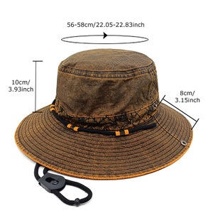 New Custom Summer Outdoor Fishing Safari Bucket <b>Sun</b> <b>Hat</b> with Adjustable Strap Wide Brim Washed Bucket <b>Hat</b> <b>for</b> Women <b>Men</b> - Product Image 5