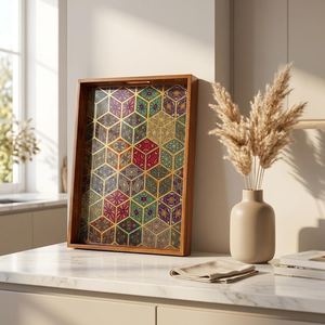 Plateau de rangement rectangulaire en bois, design moderne et luxueux, finition laquée, utilisation en cuisine, un seul niveau, multifonction, compatible lave-vaisselle 1 - Product Image 3