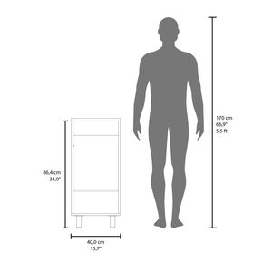 Mobile bagno autoportante Bethel con lavabo in resina, un'anta e due ripiani, bianco - Product Image 6