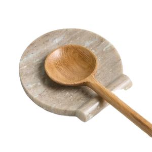 Reposacucharas Redondo de Mármol Beige Premium, Hecho a Mano con Piedra Natural, Soporte para Utensilios de Cocina, Moderno y Lujoso para la Encimera - Product Image 1