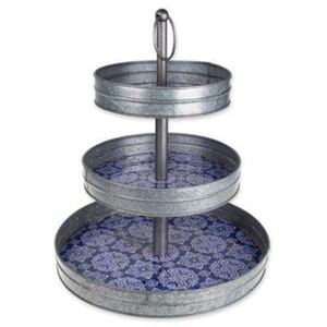 High Quality Antique 3 Tier Galvanized Metal Cake Stand Farmhouse Tiered Serving <b>Tray</b> for Wedding Party and Dessert Display - Product Image 2