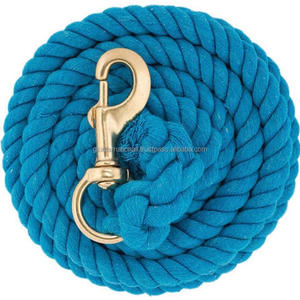 Cuerda de plomo de caballo de diseño personalizado en muchos colores y tamaños personalizados con cuerda de plomo de algodón con gancho de latón resistente para caballos - Product Image 2