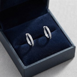 925 <b>Silver</b> <b>Earrings</b> With Round Brilliant Cut Diamond Channel Setting Minimalist Everyday Wear Unisex - Product Image 5