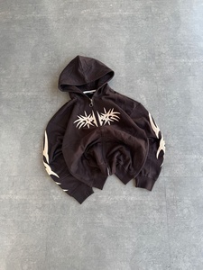 Sweat-shirt à capuche zippé pour homme, très tendance, en molleton de coton décontracté, avec impression personnalisée en relief sur le devant - Product Image 3