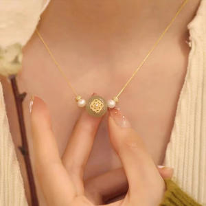 Collier à chaîne de style INS d'été, design original, collier à chaîne de col, ouverture printanière, jade naturel de Hotan, colliers à perles fines - Product Image 3