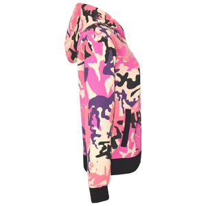 Ensemble de survêtement décontracté rose et violet camouflage à capuche, manches longues, fermeture éclair, avec poches latérales, style printemps, vente en gros - Product Image 4
