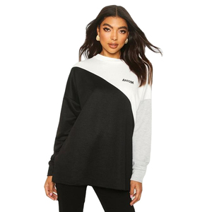 Custom High Quality Color Block Sweatshirt Women Oversized Casual Long Sleeve <b>Pullover</b> Tops Wholesale Streetwear Fleece <b>Jumpers</b> - Product Image 1
