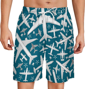Shorts de sport et de plage pour hommes, imprimés, 100 % polyester tissé, taille mi-haute, séchage rapide, respirants, avec cordon de serrage élastique à la taille, décontractés, pour la natation - Product Image 1