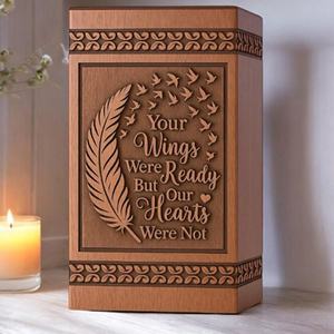 Engraved Rosewood Wing Urn: Pet/Human Ashes Keepsake Custom Memorial urn Memorial Keepsake by AYAANS - Product Image 4