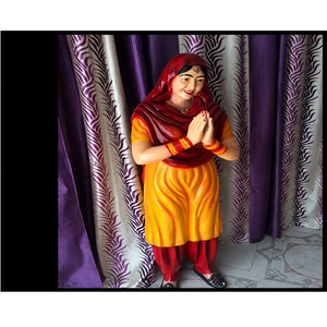 Estatua de Bienvenida de Dama Punjabi para Entrada de Boda, Estatua de Fibra con Temática Punjabi, Estatua de Dama de Fibra a Precios Razonables - Product Image 1