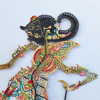 Marionnette de l'ombre Wayang Kulit Ontorejo en cuir indonésien artisanal, décoration de table traditionnelle javanaise, objet d'art ethnique