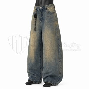Jeans Anchos de Mezclilla para Hombre, Estilo Vintage, Corte Holgado, Personalizados, Fabricante de Ropa Urbana, Marca Privada OEM - Product Image 3