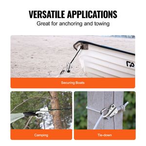 Ancora a Slitta in Acciaio Inossidabile 304 a Sgancio Rapido, Gancio per Ancora Senza Nodo, Sistema di Ancoraggio Marino, Accessori Nautici 3/8 Pollici - Product Image 6
