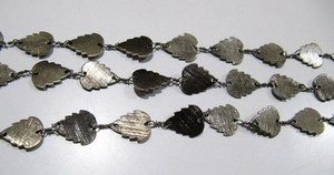 Cadena de Rosario Metálica con Forma de Hoja Martillada, 10x13 mm, Cadena Conectora, Se Vende por Pie - Product Image 2