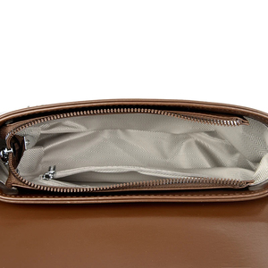 Sac à bandoulière pour femme en cuir marron, minimaliste et tendance, avec fermeture éclair étanche, idéal pour toutes les saisons et l'usage quotidien - Product Image 4