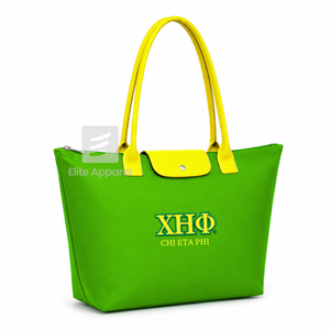 Custom Chi Eta Phi Sorority Tote bag green and yellow Embroidered Logo Daily Use Large Capacity leather Tote bag for female - Product Image 2