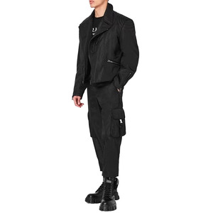 Pantalon cargo noir pour homme, taille haute, plusieurs poches, taille élastique, respirant, en toile, style décontracté, pantalon de jogging, style automne - Product Image 2