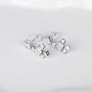 Moissanite Princess Cut <b>Dangle</b> Drop <b>Earrings</b> with Modern Square 925 <b>Silver</b> Fine Romantic Jewelry for Women's Engagement Gift - Product Image 4