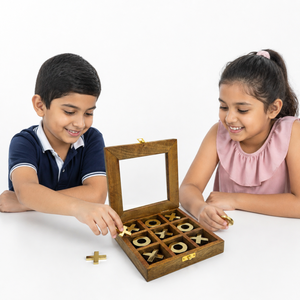 Juego de Tic Tac Toe de Madera de Lujo |   Tabla Artesanal de Madera de Mango 18x18x3.5 cm |   Juego de Mesa de Estrategia Clásico, Decoración, Regalo - Product Image 4