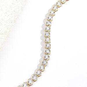 Bezel Set Round Cut Lab Grown Diamond Tennis <b>Bracelet</b> 925 Sterling <b>Silver</b> 10K 14K 18K <b>Solid</b> Gold Fine Jewelry Womens Wristband - Product Image 2