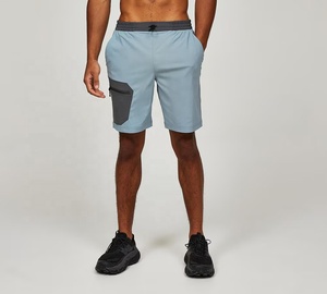 Pantalones cortos deportivos ligeros para hombre con cordones, pantalones cortos de entrenamiento atlético con bolsillo con cremallera, pantalones cortos deportivos casuales con cordón ajustable. - Product Image 1