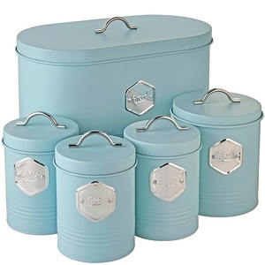 Rose Gold Stainless Steel Bread Bin and Canister Set 5 PCS Textured Metal Food Storage Jar Combo Set with Silver Nameplate <b>Label</b> - Product Image 6