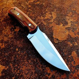 Cuchillo de caza de hoja fija con punta caída y mango de madera, hecho a mano, para exteriores, proveedor mayorista - Product Image 1