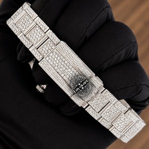 Reloj de Lujo Laysware con Diamantes Moissanite VVS Analógicos, Caja Redonda de Acero Inoxidable, Reloj de Cuarzo para Mujer - Product Image 5