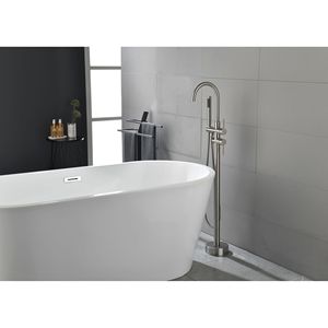 Ad alto flusso spazzolato Nickel Freestanding vasca da bagno rubinetto girevole beccuccio miscelatore doccia rubinetti portatile - Product Image 1