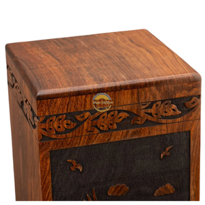 AYAANS Rosewood wooden Hand Carved Wooden Hot Selling cremation Urn Box for Adult Ashes Wholesale Cremation Urns (6X6X11)IN - Product Image 2