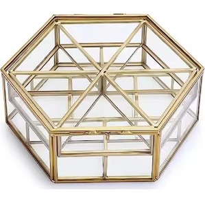 Designer Metal and Glass Jewelry Storage Organizer <b>Box</b> for Rings <b>Earrings</b> Necklace Accessories - Product Image 5