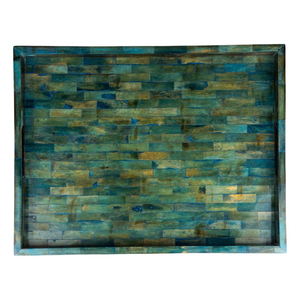 Nouvel Arrivage Plateau de Service Artisanal en Os Vert à Motif Rayé avec Incrustation, Design Élégant en Os, Plusieurs Tailles, Décoration pour la Maison et la Cuisine - Product Image 2