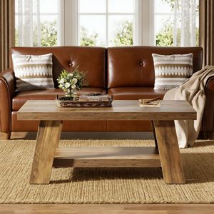 โต๊ะกลางสไตล์บ้านไร่ 2 ชั้น พร้อมที่เก็บของ สำหรับห้องนั่งเล่นหรือสำนักงาน - Product Image 3