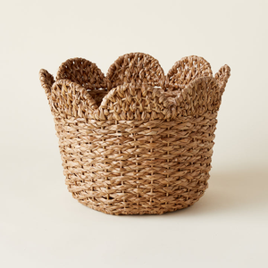 Handwoven Seagrass <b>Basket</b> Round Scalloped Edge Natural Weave Sustainable <b>Storage</b> <b>Basket</b> Wholesale Bulk Supplier Home Organizer - Product Image 4